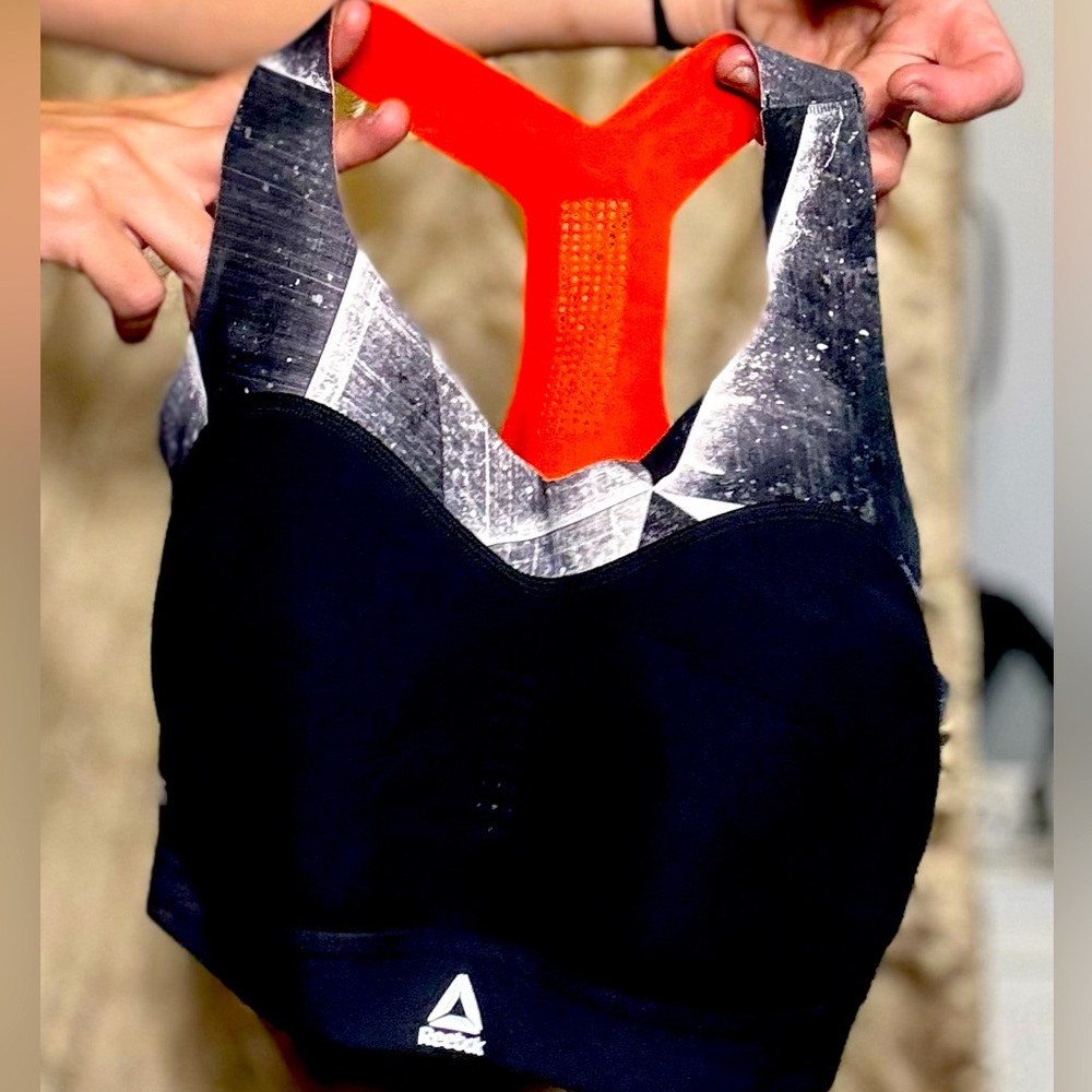 Small Reebok orange graffiti fullsupport sports bra